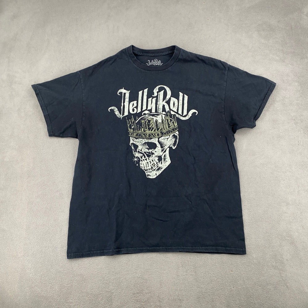Jelly Roll Skull with Crown Graphic T-Shirt Black Mens XL 2023 Tour Merch